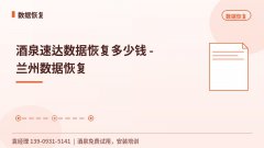 酒泉速达数据恢复多少钱